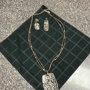 Chicos Gold statement necklace & earrings set